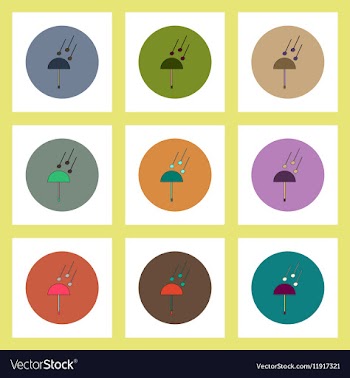 Flat icons set of hail and umbrella concept on vector image