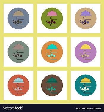 Flat icons set of hail and wind concept on vector image
