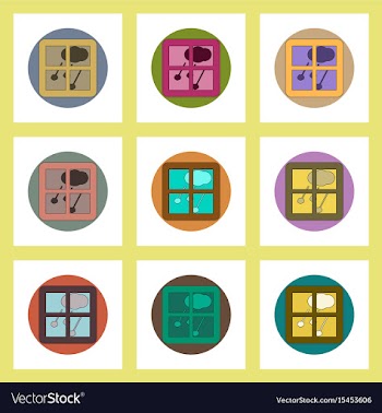 Flat icons set of hail and window concept on vector image