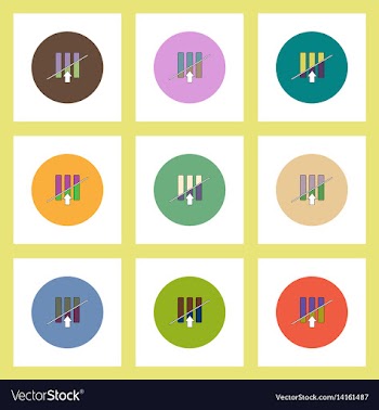 Flat icons set of half column chart and arrow vector image