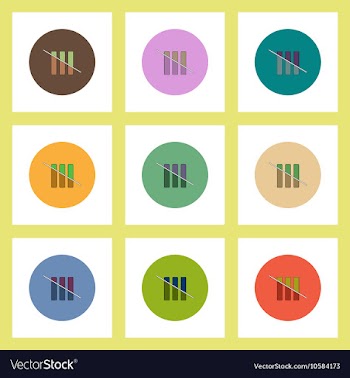 Flat icons set of half column chart concept on vector image