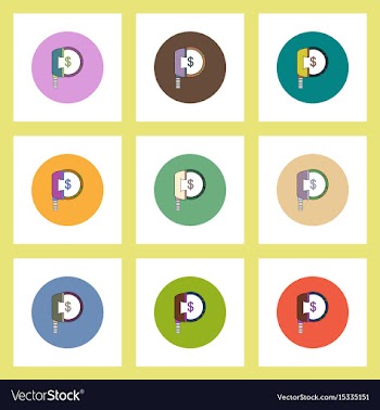 Flat icons set of handset and dollar sign concept vector image