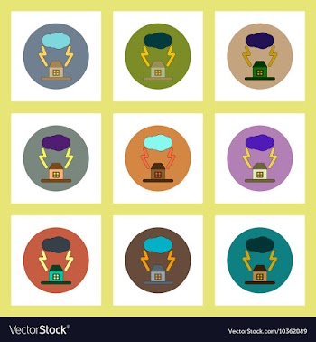 Flat icons set of lightning house concept on vector image