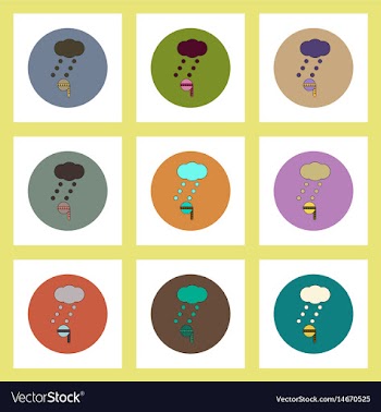 Flat icons set of measure diameter of hail concept vector image
