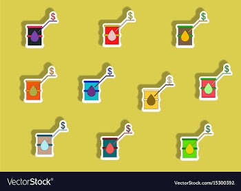 Flat icons set of oil barrel world price concept vector image