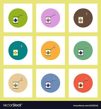 Flat icons set of oil barrel world price concept vector image