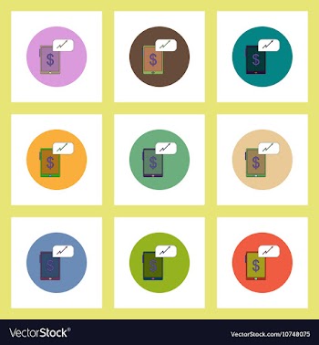 Flat icons set of progress statistics and gadget vector image