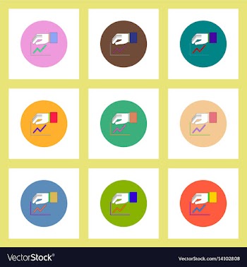 Flat icons set of progress statistics and hand vector image