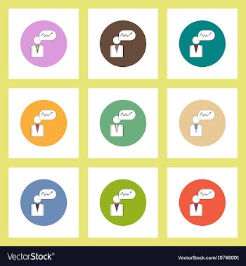 Flat icons set of progress statistics and man vector image