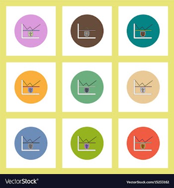 Flat icons set of progress statistics and shield vector image