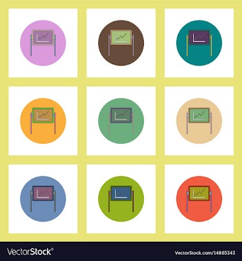 Flat icons set of progress statistics on board vector image