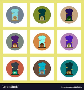 Flat icons set of rain cloud and house concept on vector image