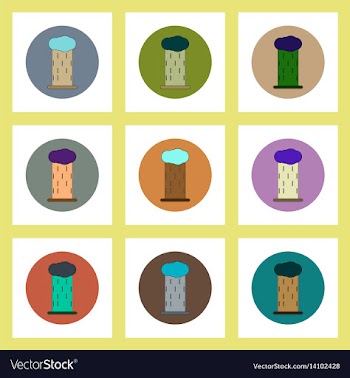 Flat icons set of rain cloud concept on colorful vector image
