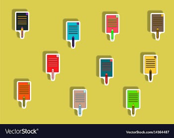 Flat icons set of sheet of paper and pen concept vector image
