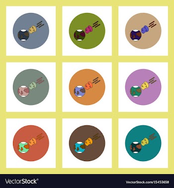 Flat icons set of space meteorite and earth vector image