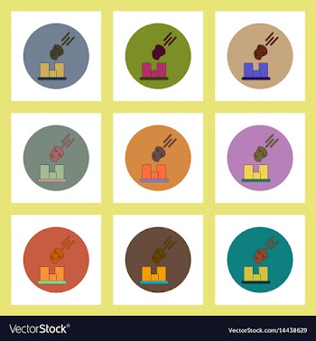 Flat icons set of space meteorite falling on vector image