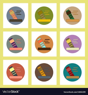 Flat icons set of storm and falling building vector image