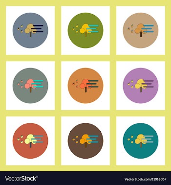 Flat icons set of storm and tree concept on vector image