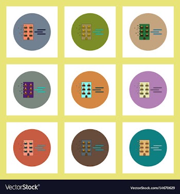 Flat icons set of storm and tree concept on vector image