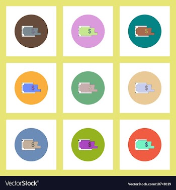 Flat icons set of torn dollar bill concept on vector image