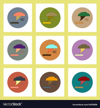 Flat icons set of tornado concept on colorful vector image