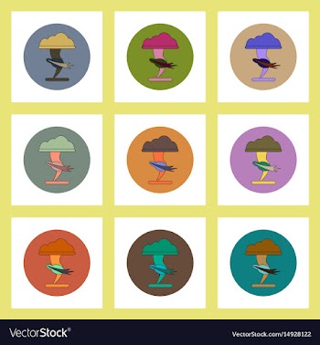 Flat icons set of tornado concept on colorful vector image