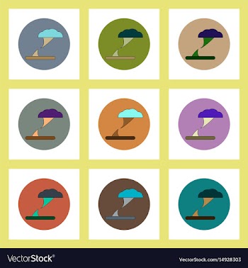 Flat icons set of tornado concept on colorful vector image