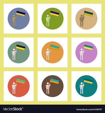 Flat icons set of ukrainian independence day vector image