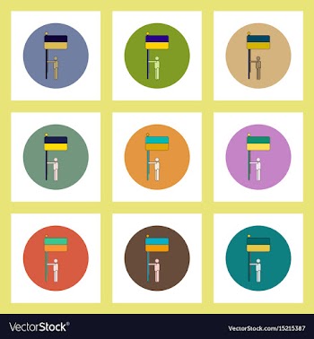 Flat icons set of ukrainian independence day vector image