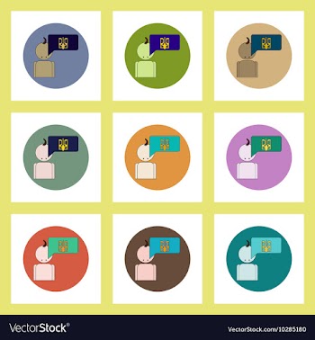 Flat icons set of Ukrainian national items concept vector image