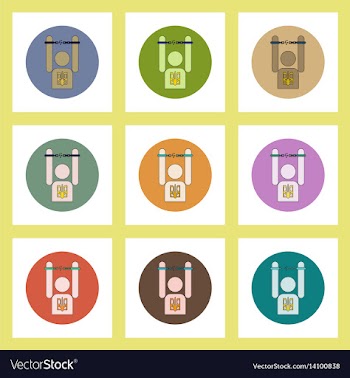 Flat icons set of ukrainian national items concept vector image