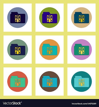 Flat icons set of ukrainian national items concept vector image