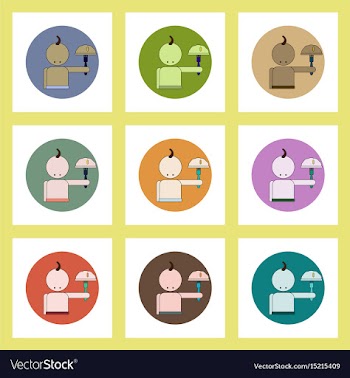 Flat icons set of ukrainian national items concept vector image
