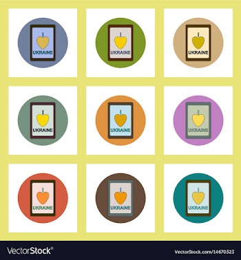Flat icons set of ukrainian patriotism items vector image