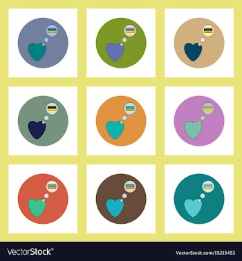 Flat icons set of ukrainian patriotism items vector image