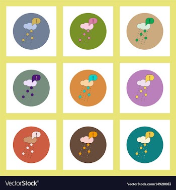Flat icons set of volcanic elements and vector image