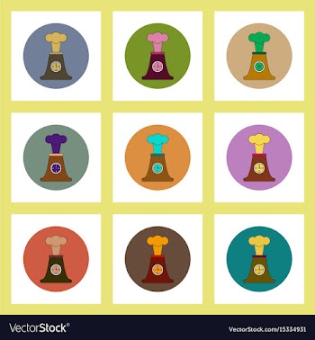 Flat icons set of volcano explosion and clock vector image