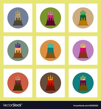 Flat icons set of volcano explosion and magma vector image