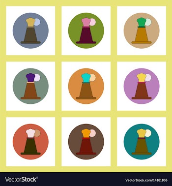 Flat icons set of volcano explosion concept on vector image