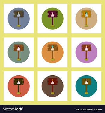 Flat icons set of volcano explosion sign concept vector image