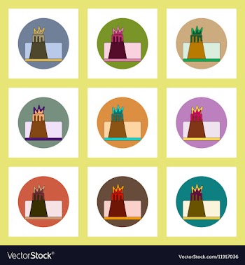 Flat icons set of volcano explosion structure vector image
