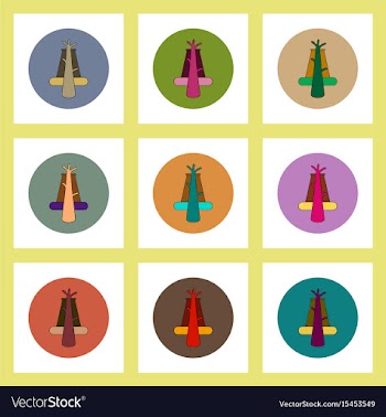 Flat icons set of volcano explosion structure vector image