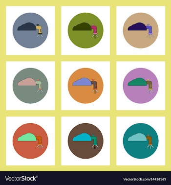 Flat icons set of water crane concept on colorful vector image