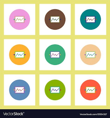 Flat icons set of whiteboard with progress vector image