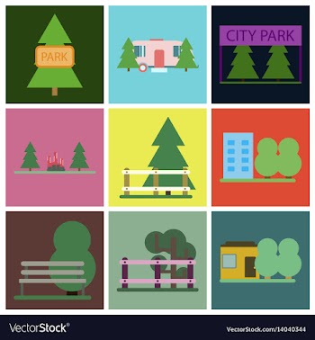 Flat icons set parks vector image