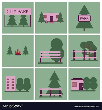 Flat icons set parks vector image