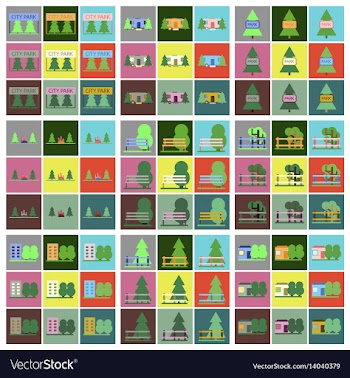 Flat icons set parks vector image