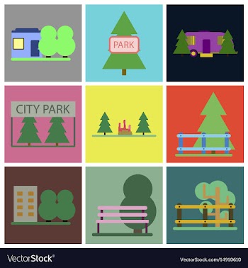 Flat icons set parks vector image