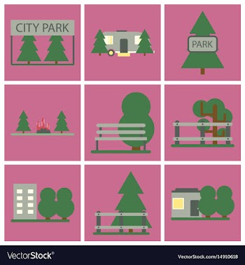 Flat icons set parks vector image