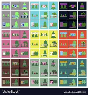 Flat icons set parks vector image